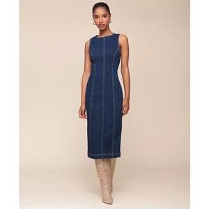 Avec Les Filles Sleeveless Denim Midi Dress